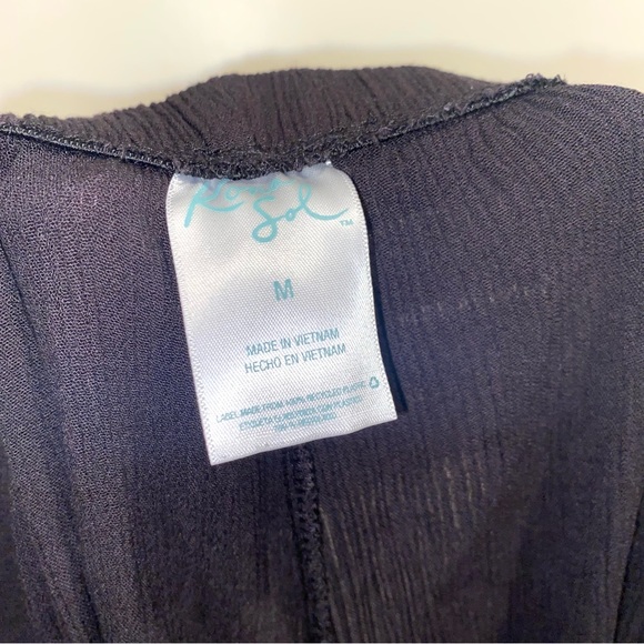 Black Soft Womens Pants by Kona Sol Size Medium Long Pleated Homme Pants Bottoms - Picture 7 of 9